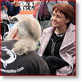Dame Tani Grey Thomson visiting Dragonmobility stand at the Mobility Roadshow